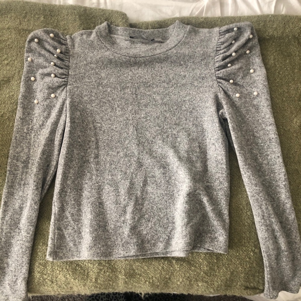 Zara puff sleeve top with pearls